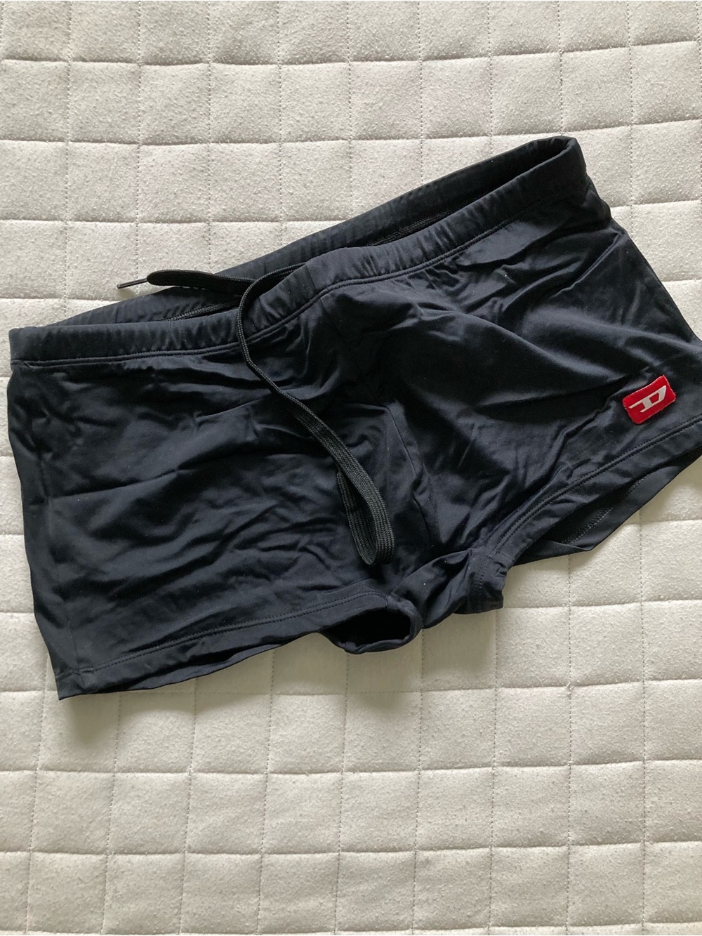 Diesel Men’s  Black Athletic Swim Shorts with Red Logo